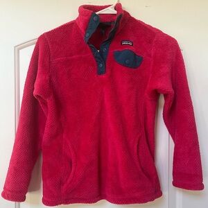 Patagonia girls hot pink synchilla quarter snap pullover
